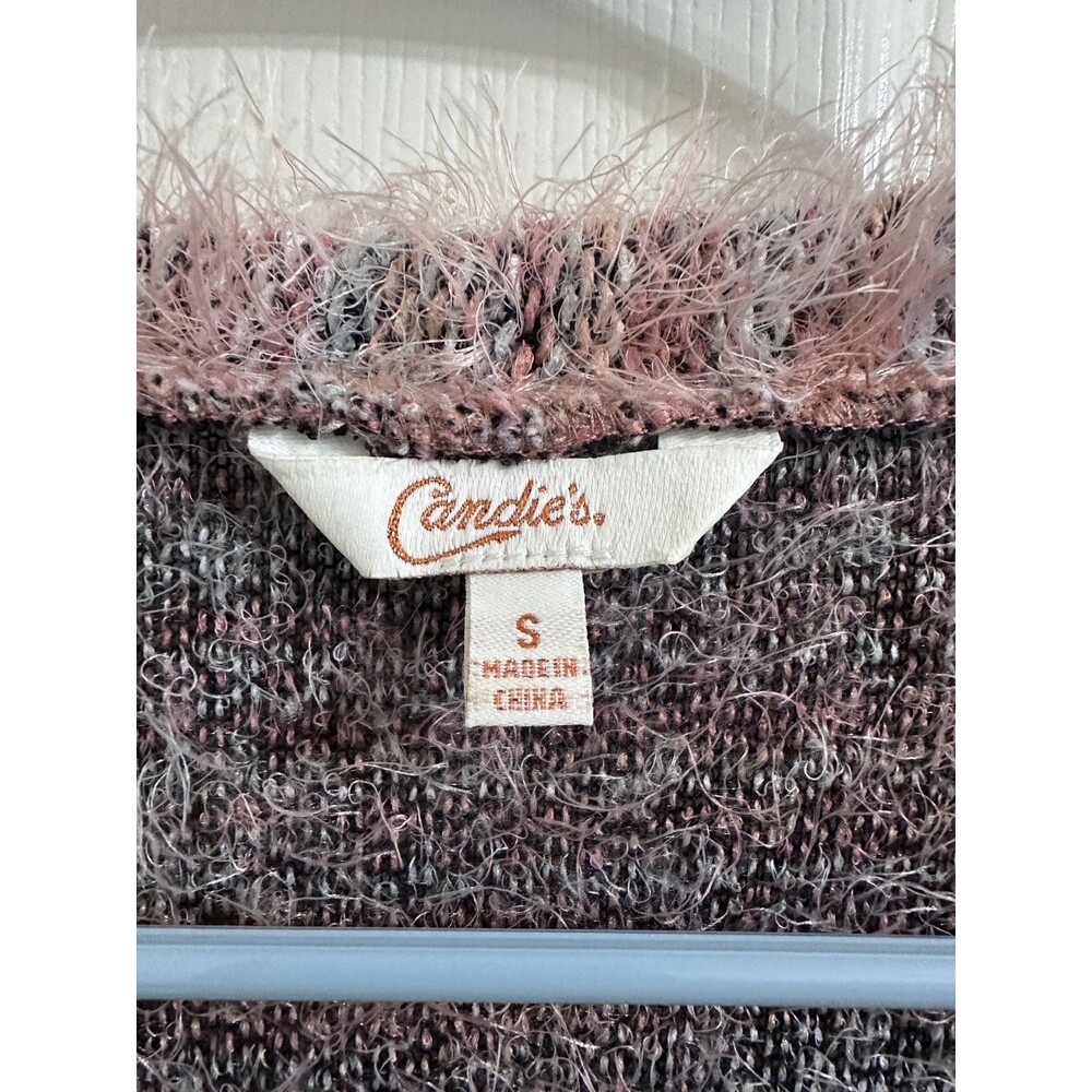 Candie's Cardigan, Midi Length, Shaggy, Festival Concert Sz Small,  Pink&Blue,